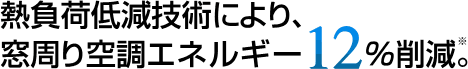 熱負荷低技術により、窓周り空調エネルギー12％削除